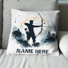 Load image into Gallery viewer, Personalized Watercolor Archer Archery Pillow Custom Archery Gifts Ideas VHM0917