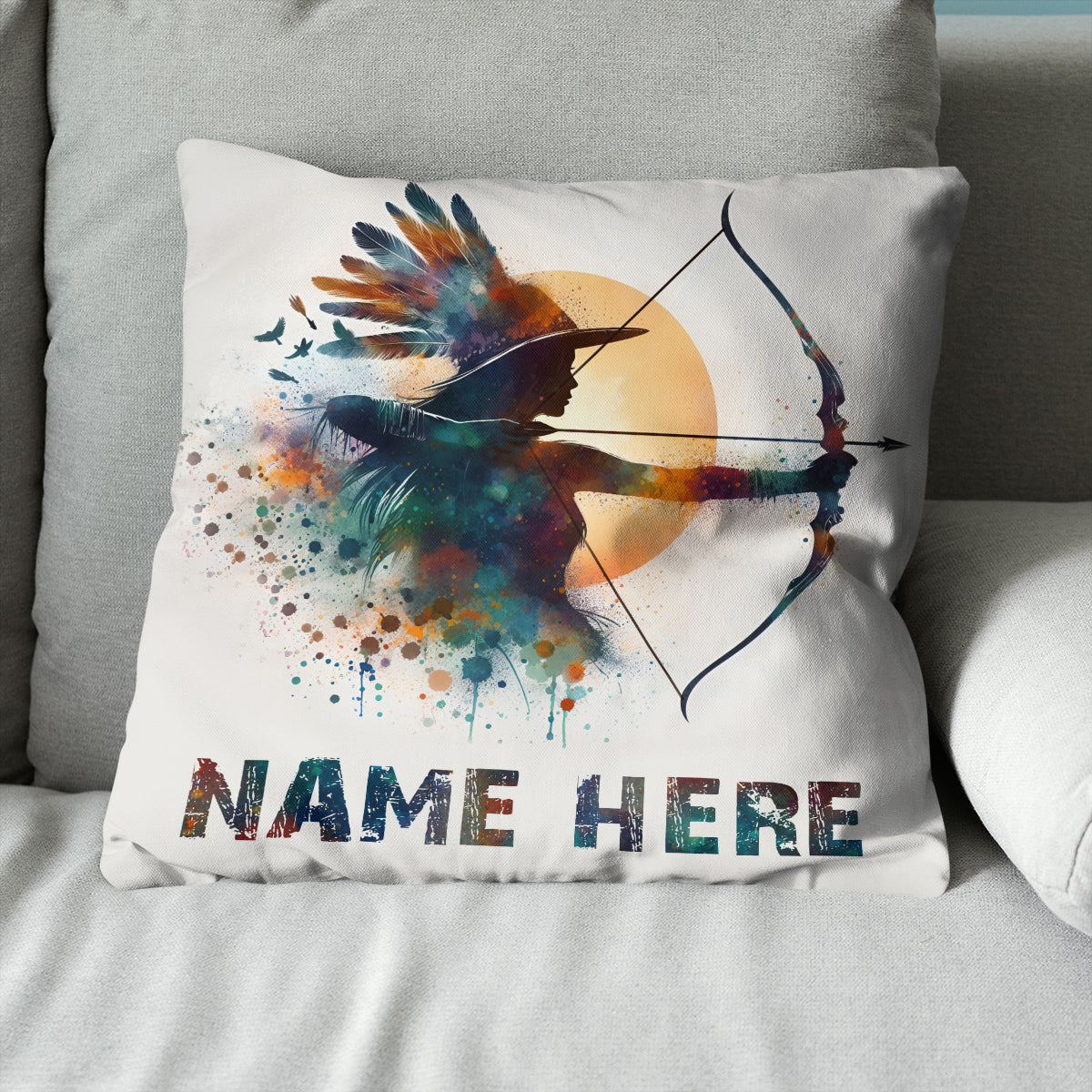 Personalized Watercolor Woman Archer Archery Pillow Custom Archery Gifts VHM0931