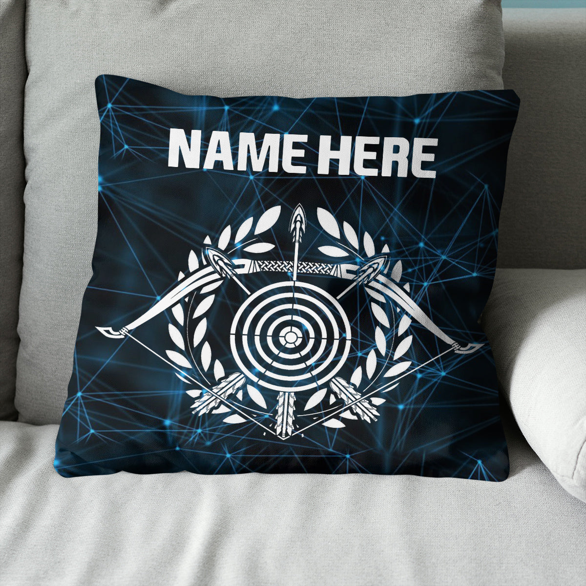 Personalized Blue 3D Target Archery Throw Pillow Gift For Archery Lovers VHM0933