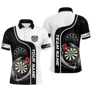 Personalized Black White 3D Dartboard Dart Polo Shirts For Men, Dart Shirts Custom Dart Team Jerseys VHM1085