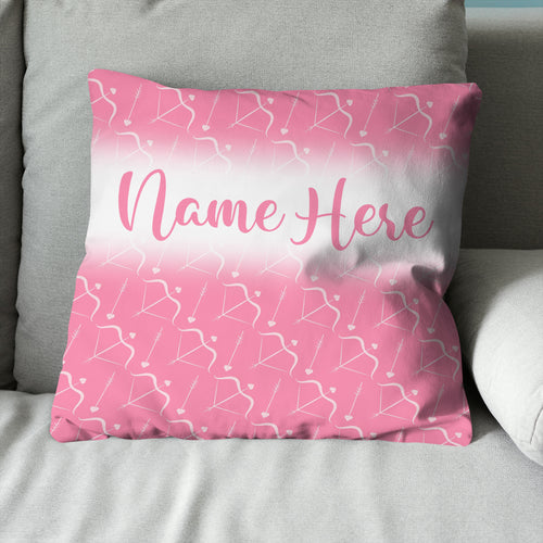 Personalized Pink Bow And Arrow Archery Throw Pillow Top Valentine Gifts VHM0946