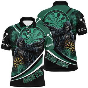 Personalized Death Skeleton Green Darts Jersey Men Dart Polo Shirt Custom Team League Darts Shirts TDM1390