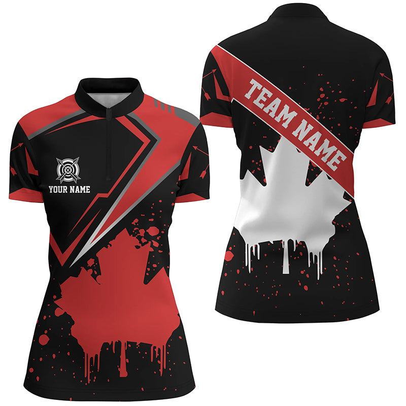 Personalized Archery Canada Leaf Vintage Style Women Quarter-Zip, Canada Archery Shirts  TDM0711