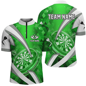 Green Jerseys Darts Board 3D Men Darts Quarter Zip Shirt Custom Team League Darts Shirts TDM1440