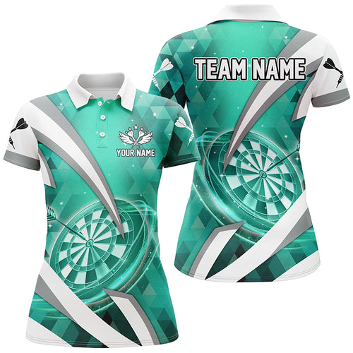 Personalized Turquoise Jerseys Darts Board 3D Women Darts Polo Shirt Custom Team League Darts Shirts TDM1441