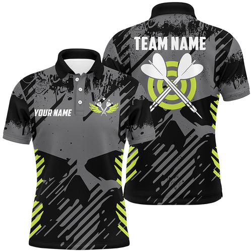 Darts Grey Skull Grunge Style Custom Men Darts Polo Shirts, Best Idea Gifts Shirts For Dart Players TDM1233