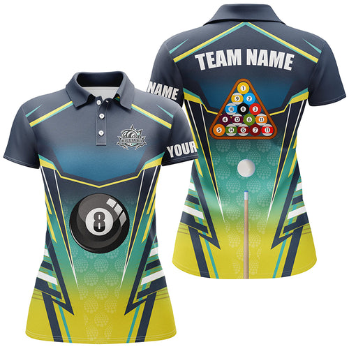 8 Ball Pool Billiard Jerseys Custom Polo Shirts For Women, 8 Ball Billiards Apparel Clothing TDM0727