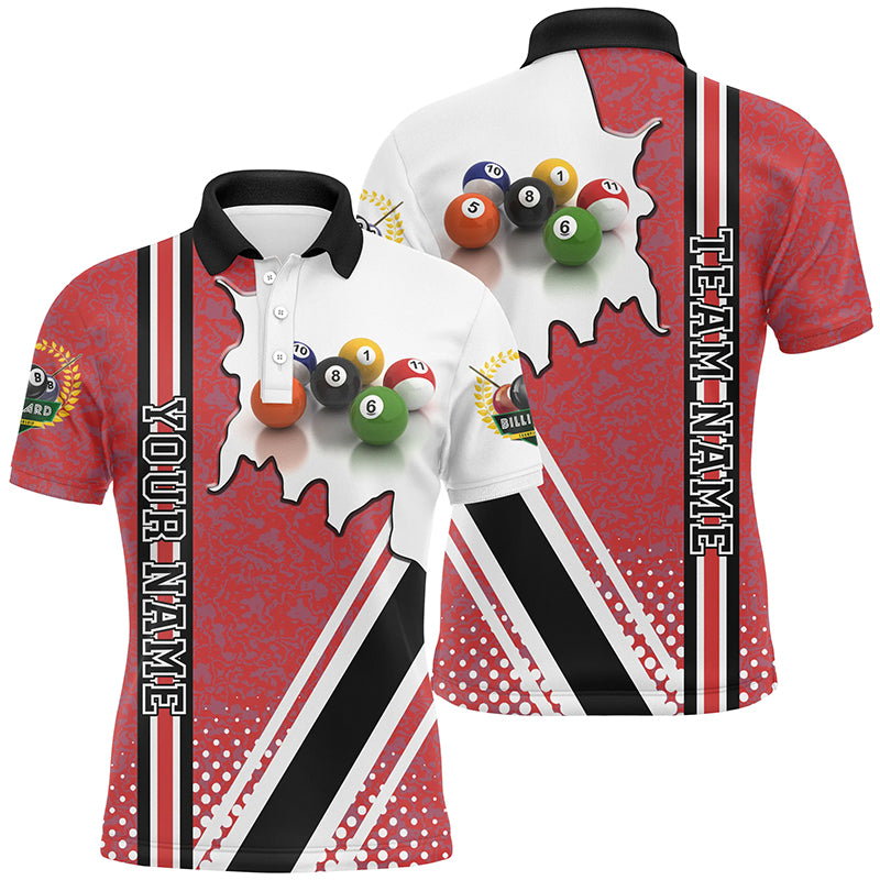 Personalized Billiard Balls Red Version Polo Shirts For Men, Best Custom Billiards Gifts Idea TDM0124