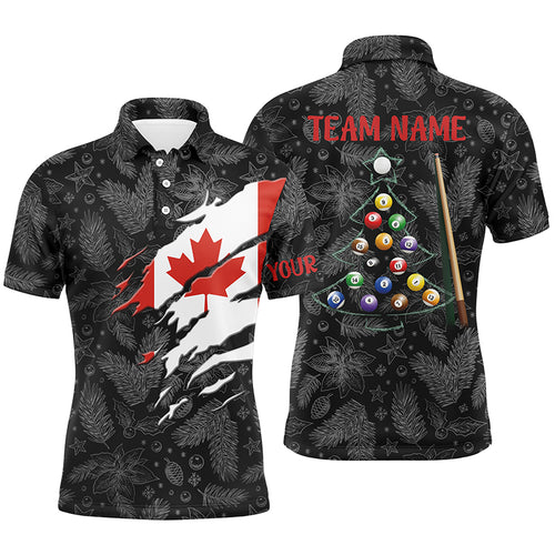 Merry Christmas Canadian Flag Billiard Polo Shirts Best Custom Patriotic Billiard Shirts For Men TDM0587