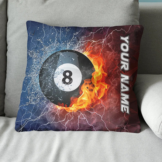 8 Ball Pool On Fire And Water Billiards Pillow Best Custom Throw Pillows TDM0745