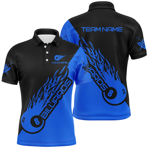Personalized Blue 8 Ball Pool Billiard Men's Shirts Custom Billiard Uniform Polo Shirts For Team TDM0389