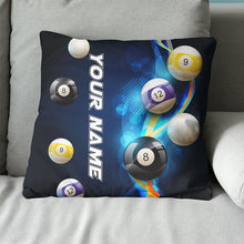 Load image into Gallery viewer, Personalized 3D Billiard Balls On Blue Glowing Pillow Best Custom Pillow TDM0759