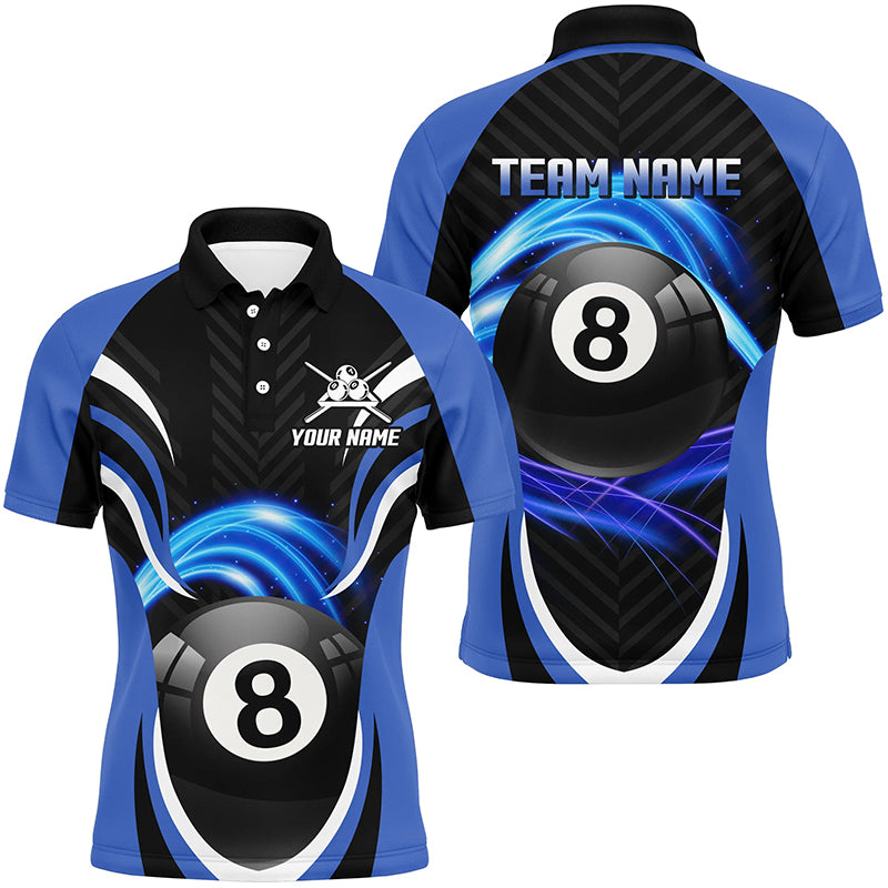 Personalized Billiard 8 Ball Blue Version Men Polo Shirts Custom Pool League Jerseys For Team TDM0390