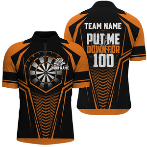 Put Me Down For 100 Orange Men Darts Quarter-Zip Shirts Custom Funny Dart Team Jerseys TDM1285