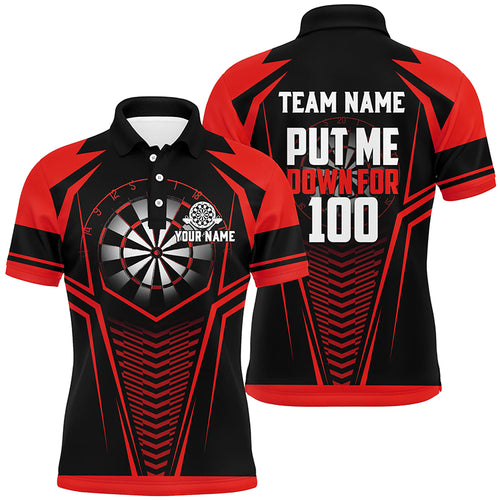 Put Me Down For 100 Black Red Men Darts Polo Shirts Custom Funny Dart Shirts Dart Team Jerseys TDM1286