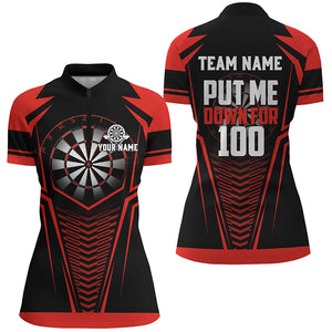 Put Me Down For 100 Black Red Women Darts Quarter-Zip Shirts Custom Funny Dart Team Jerseys TDM1286