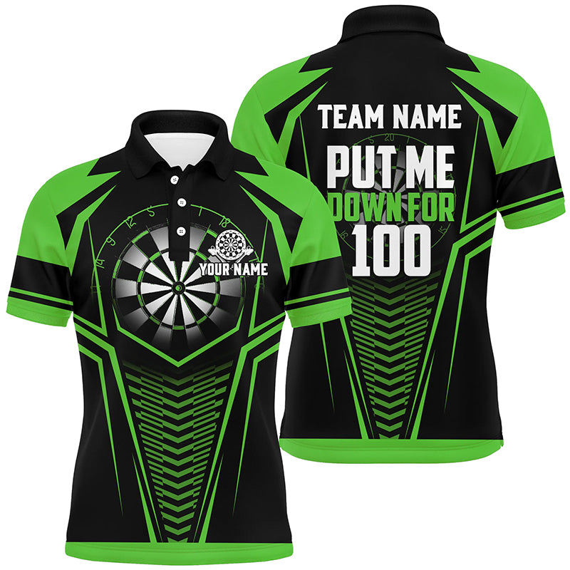 Put Me Down For 100 Black Green Men Darts Polo Shirts Custom Funny Dart Shirts Dart Team Jerseys TDM1287