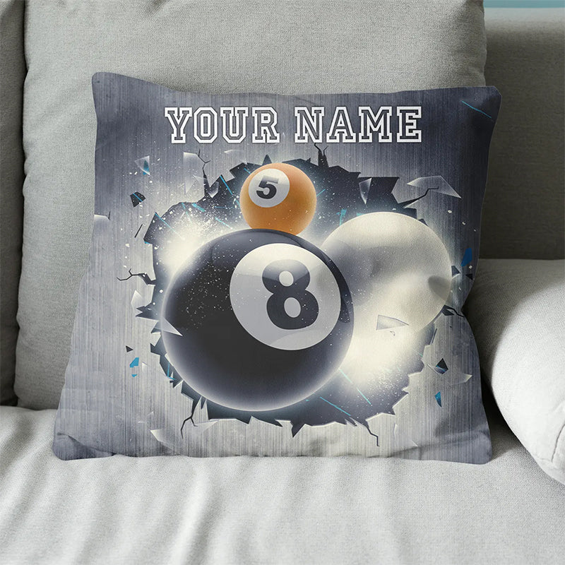 Personalized Abstract Billiard Balls Throw Pillow, Billiard Pillow Gifts TDM0789