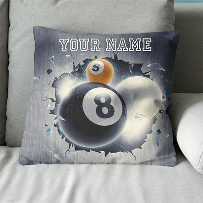 Personalized Abstract Billiard Balls Throw Pillow, Billiard Pillow Gifts TDM0789