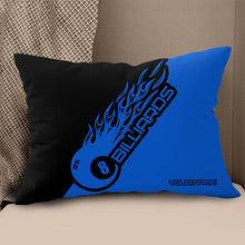 Load image into Gallery viewer, Black Blue 8 Ball Billiard Pillow Custom Name Pool Gifts Throw Pillow TDM0793