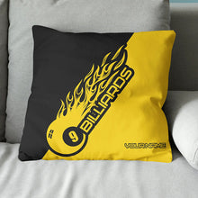 Load image into Gallery viewer, Black Yellow 9 Ball Billiard Pillow Custom Name Pool Gifts Throw Pillow TDM0794
