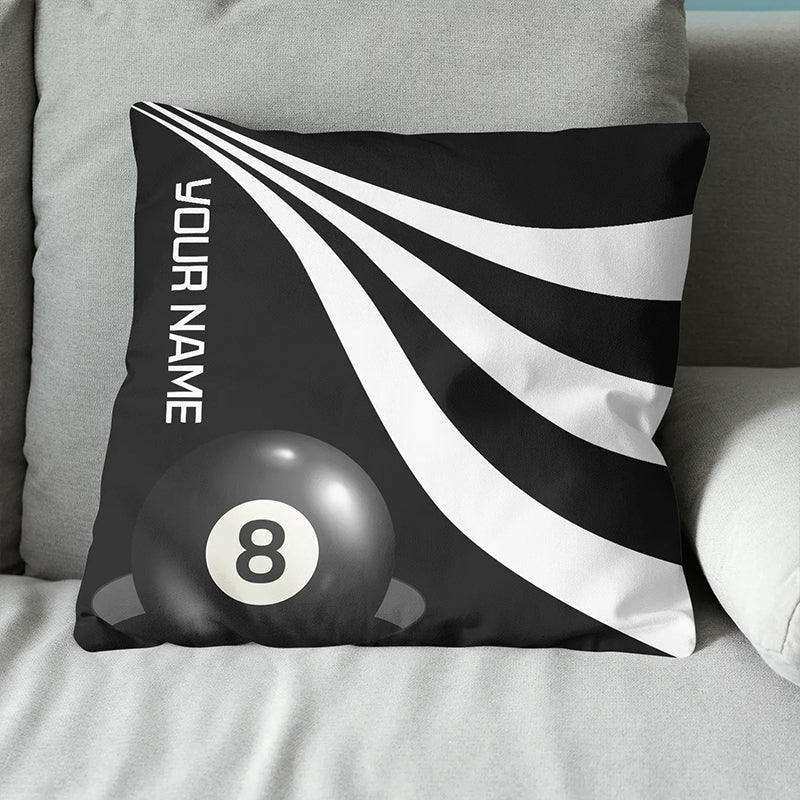 Custom Black And White 8 Ball Pool Throw Pillows, Billiard Pillow Gifts TDM0804