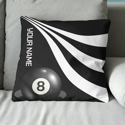 Custom Black And White 8 Ball Pool Throw Pillows, Billiard Pillow Gifts TDM0804