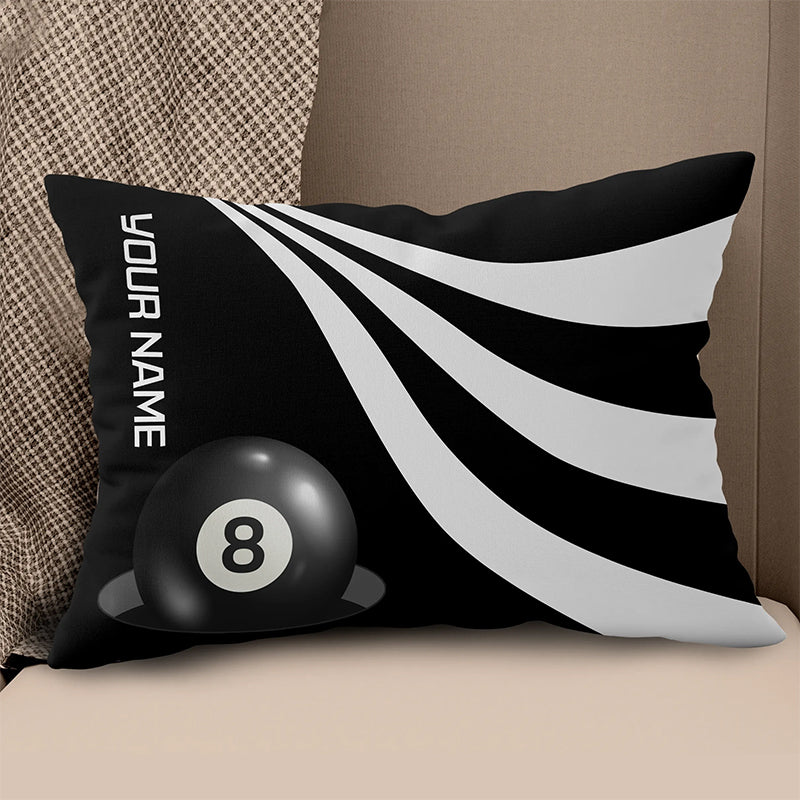 Custom Black And White 8 Ball Pool Throw Pillows, Billiard Pillow Gifts TDM0804