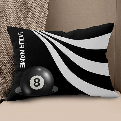 Custom Black And White 8 Ball Pool Throw Pillows, Billiard Pillow Gifts TDM0804