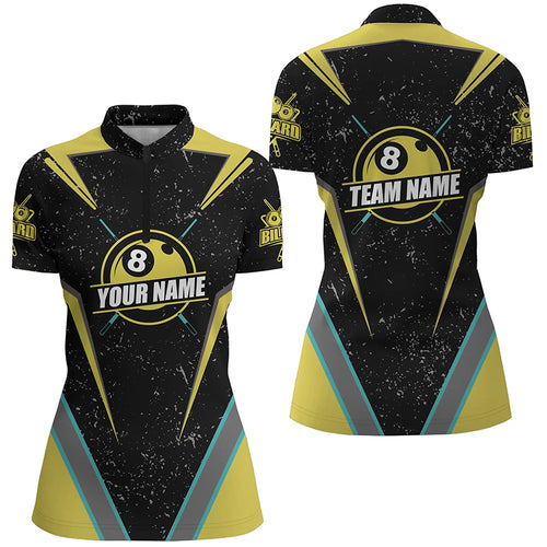 Personalized Billiard Jerseys Grunge Style Women Quarter-Zip Shirts Custom Pool Team Jersey TDM0412