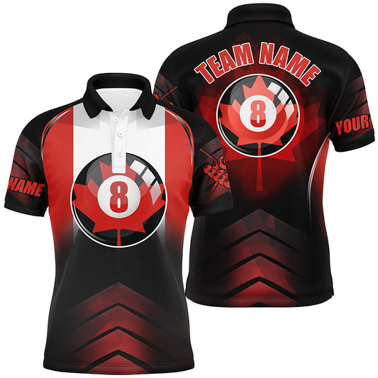 Personalized 8 Ball Canadian Flag Billiard Polo Shirts For Men, Canada Billiard Jersey Shirts TDM0415