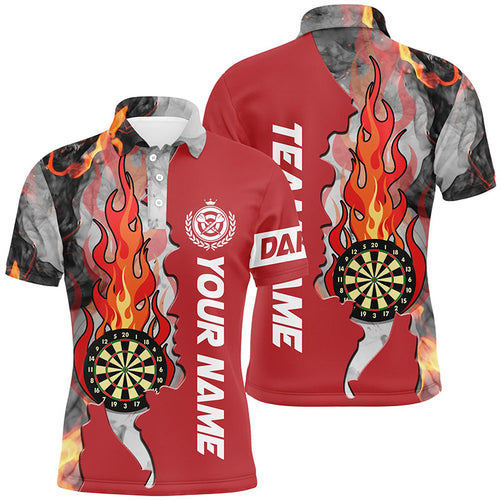 Personalized Red Darts Board Fire Flame Smoke Men Darts Polo Shirts Custom Unique Darts Jerseys TDM1307