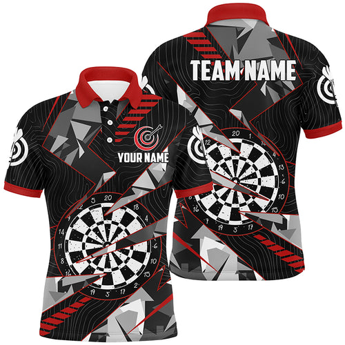 Personalized Black Red Grunge Darts Board Men Darts Polo Shirts Custom Team League Darts Jerseys TDM1516