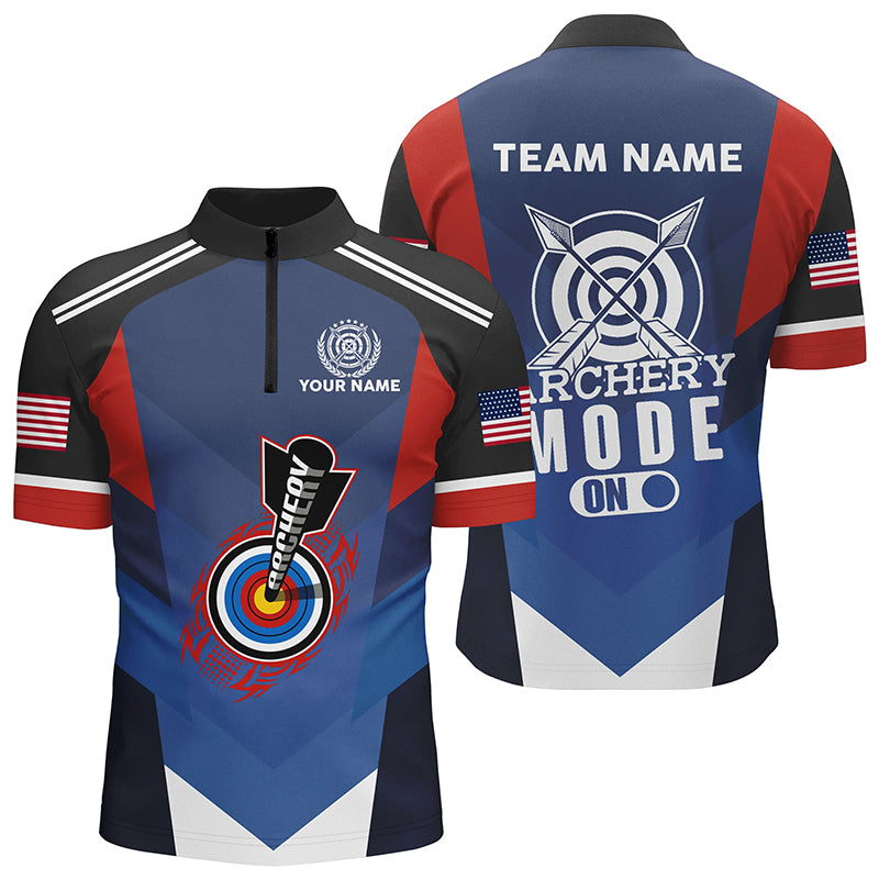 Archery Mode On 3D Target Personalized Men Quarter-Zip Shirts Best Archery Jerseys Shirts TDM0437