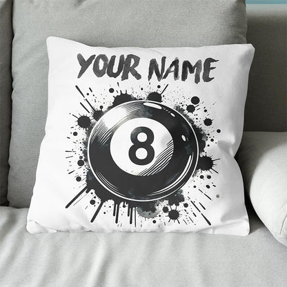 Personalized 8 Ball Pool White Pillow Custom Billiard Throw Pillows TDM0810