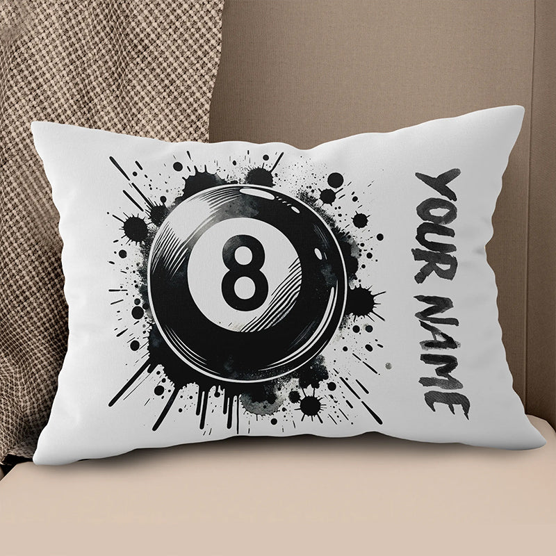 Personalized 8 Ball Pool White Pillow Custom Billiard Throw Pillows TDM0810