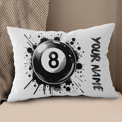 Personalized 8 Ball Pool White Pillow Custom Billiard Throw Pillows TDM0810