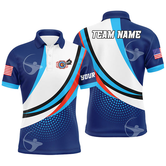 Personalized Blue Archer Jerseys Polo Shirts For Men Custom Team Name Archery Jerseys Shirts TDM0651