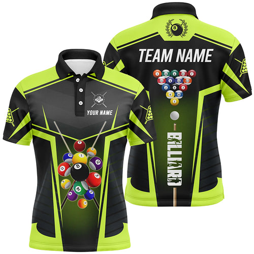 Personalized Green Neon Jerseys Billiard Balls Polo Shirts For Men Custom 3D Pool League Shirts TDM0657