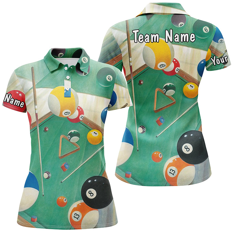 Personalized Green Billiard Game 3D Full Printing Polo Shirts For Women Custom Fashion Pool Shirt TDM0257