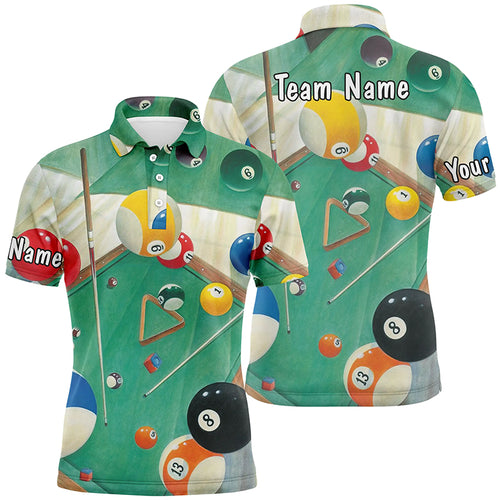 Personalized Green Billiard Game 3D Full Printing Polo Shirts For Men Custom Fashion Pool Shirt TDM0257