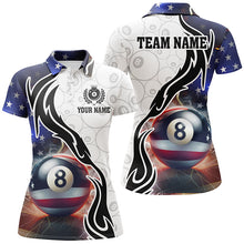 Load image into Gallery viewer, 3D 8 Ball Pool Lightning US Flag Personalized Billiard Shirts For Women, Patriotic Shirts For Pooler TDM1568