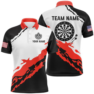 Personalized Dartboard Red Black Darts Jerseys For Men Custom Team Name Darts Polo Shirts Gifts TDM1366