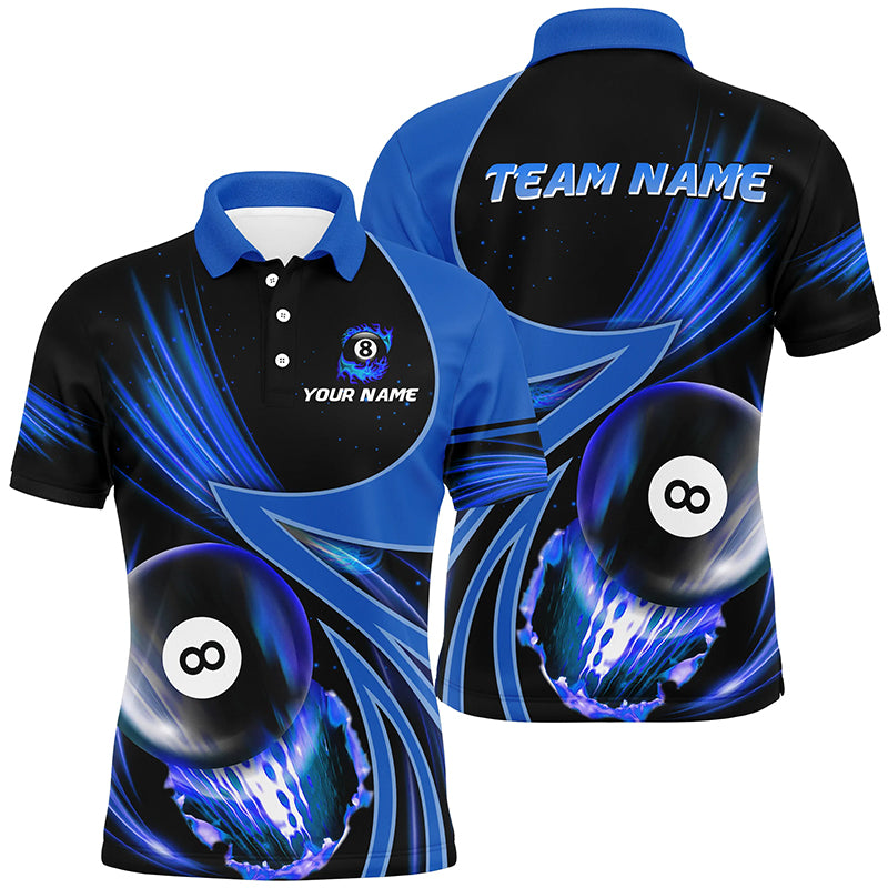 Personalized 3D Blue Jerseys Billiard 8 Ball Men Polo Shirts Custom Team League Billiard Shirts TDM0688