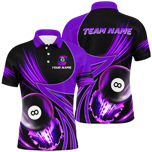 Personalized 3D Purple Jerseys Billiard 8 Ball Men Polo Shirts Custom Team League Billiard Shirts TDM0690