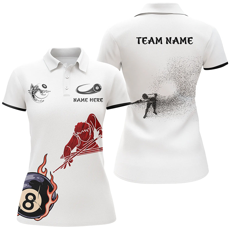 Personalize Flaming 8 Ball Billiard Shirts For Women, Custom Billiard Polo Shirts For Pool Lover TDM0069