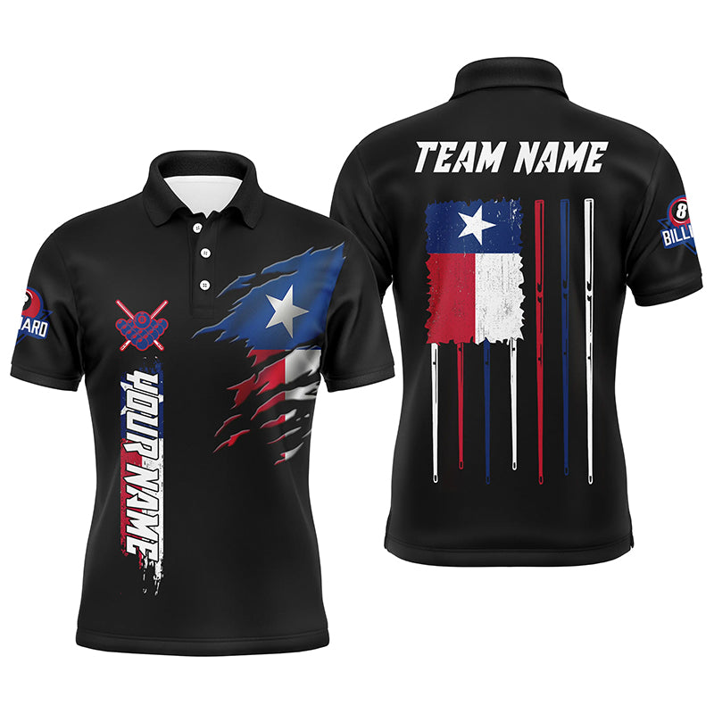 Customized Vintage Billiard Texas Flag Polo Shirts For Men Custom Patriotic Gifts For Pool Lover TDM1068