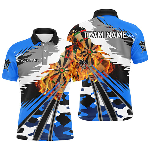 Personalized 3D Dart Board Fire Men Dart Polo Shirts Custom Blue Dart Jerseys Attire For Team TDM1194