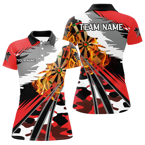 Personalized 3D Dart Board Fire Women Dart Polo Shirts Custom Red Dart Jerseys Attire For Team TDM1195