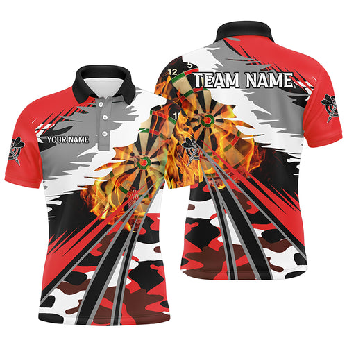 Personalized 3D Dart Board Fire Men Dart Polo Shirts Custom Red Dart Jerseys Attire For Team TDM1195